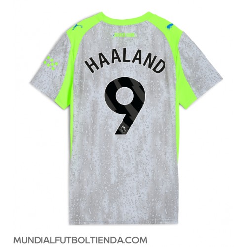 Camiseta Manchester City Erling Haaland #9 Tercera Equipación Replica 2025-26 para mujer mangas cortas